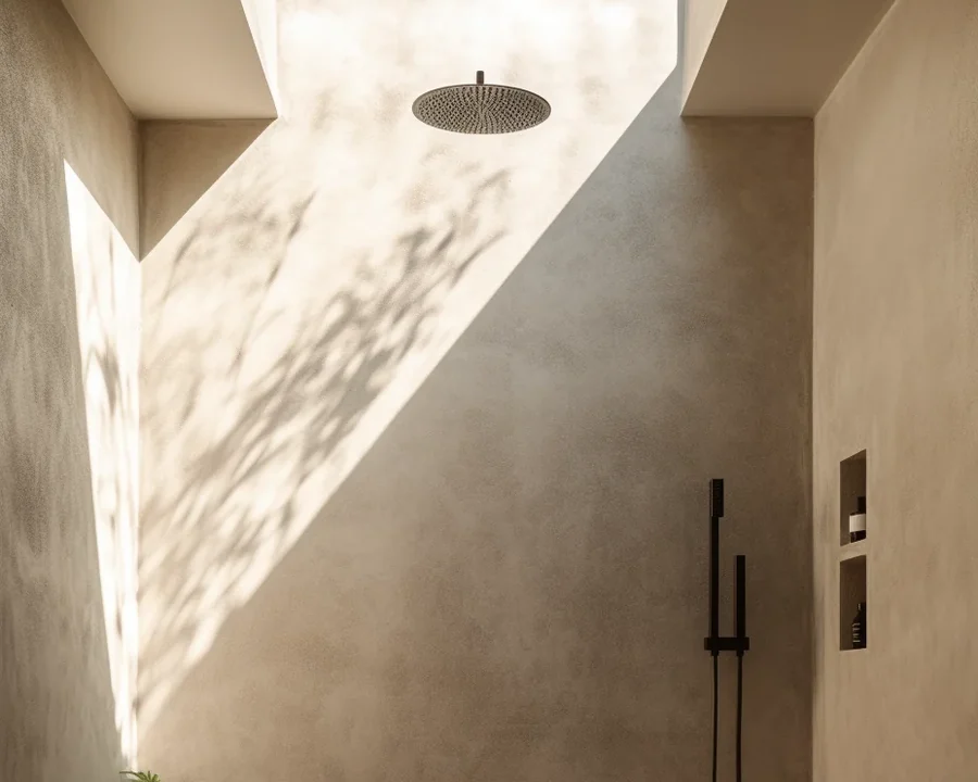 Close-up mineral texture and trowel movement on a Concretta Micro Concrete surface